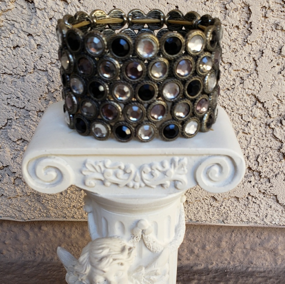 Black, Grey, & Clear Rhinestone Bracelet